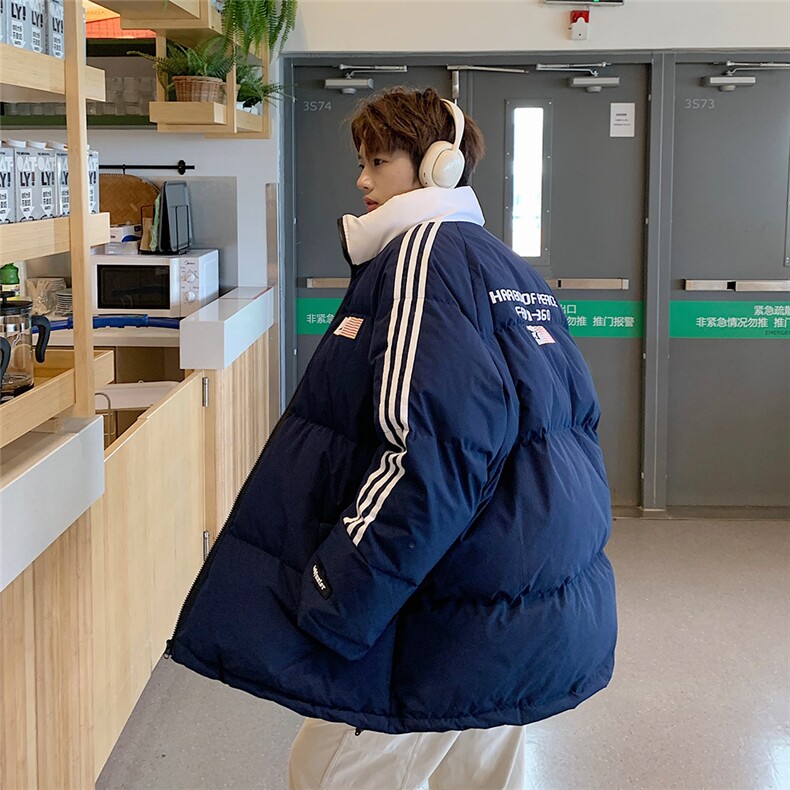 EQ336 撞色面包服冬季外套男港风潮流印花棉衣2024新款青少年棉服图片