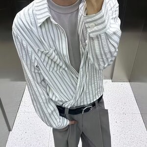 [006]条纹长袖衬衫男秋季宽松上衣 A079-CS17-P36图片