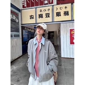 1506A/GTQJ2230/P69美式拼接格纹假两件夹克男女宽松秋季休闲外套图片