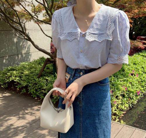 刺绣花翻领衬衣，女装，新袖