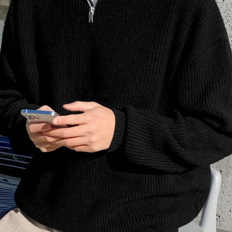 毛衣男秋冬季加厚半高领拉链线衣ins套头休闲针织打底衫MYB081,男装T恤,星座516A