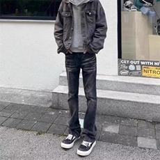 现货水洗直筒修身牛仔裤男女潮牌痞帅炸街弹力裤子WL9973-P48，男装牛仔裤，星座1008