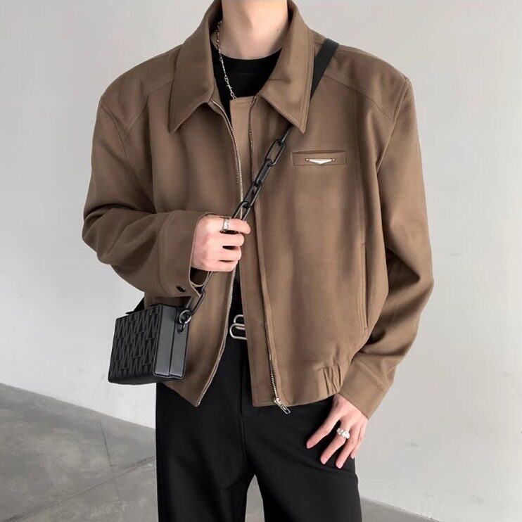 Cleanfit韩版设计感男行政夹克简约百搭斜纹双拉链飞行夹克外套男图片