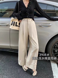 2025年秋季系绳长裤中腰直筒裤时尚百搭简约大方图片