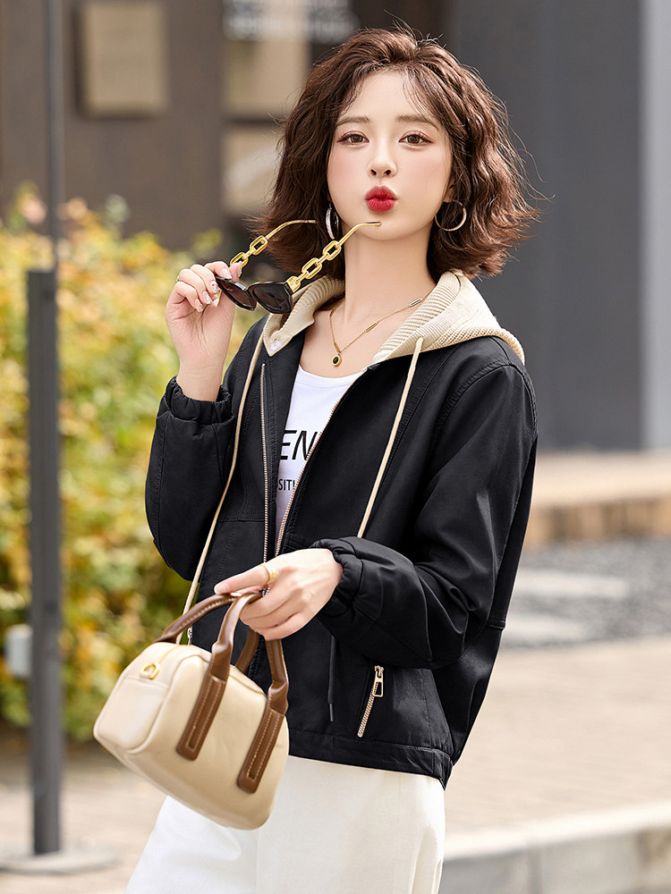 皮衣外套女短款2025新款春秋小个子韩版宽松时尚休闲PU皮夹克上衣,女装皮衣,臻衣坊