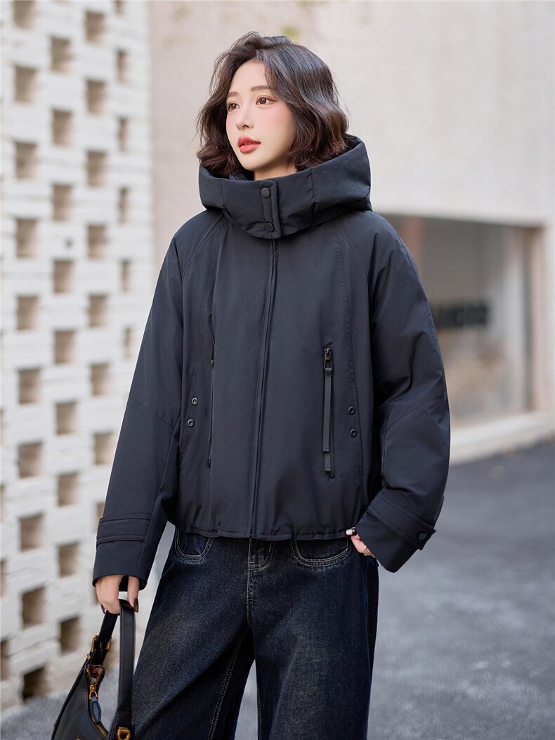 爆《2025冬季新款连帽90白鸭绒羽绒服休闲防风保暖派克服加厚外套,女装羽绒服,米莱