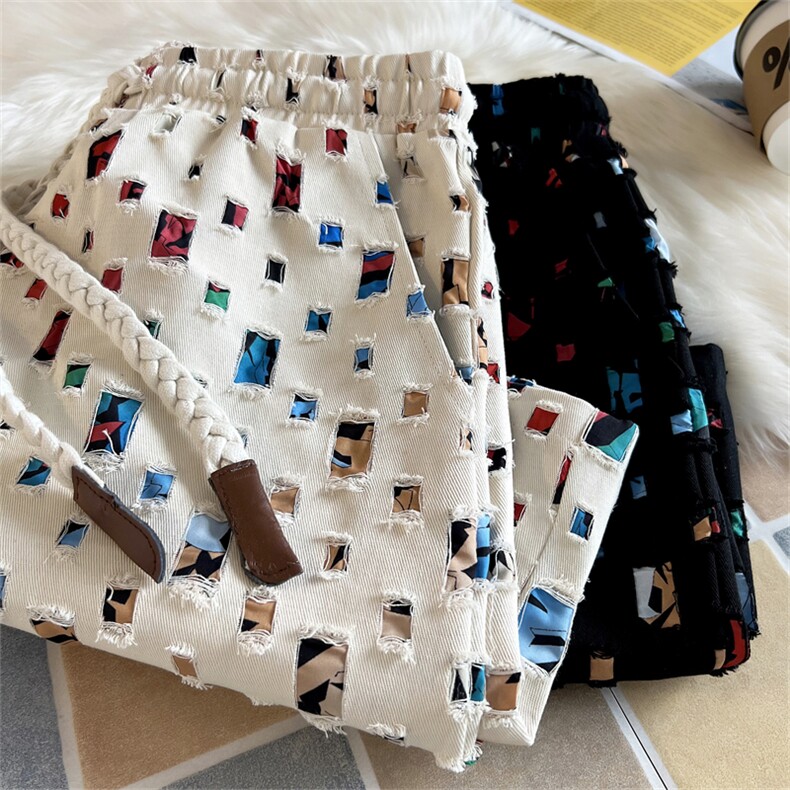 23新款美式毛边破洞短裤A316-1K1126P45控58图片