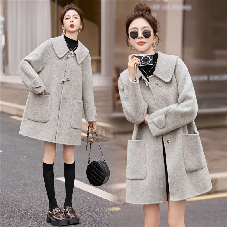 高级感牛角扣双面羊绒大衣女2025冬季新款气质时尚减龄羊毛呢外套，女装毛呢外套，悠米