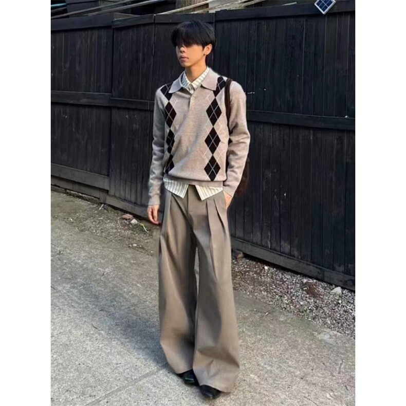 美式潮牌提花长袖毛衣男秋冬慵懒风宽松针织衫,男装针织衫/毛衣,星座506A