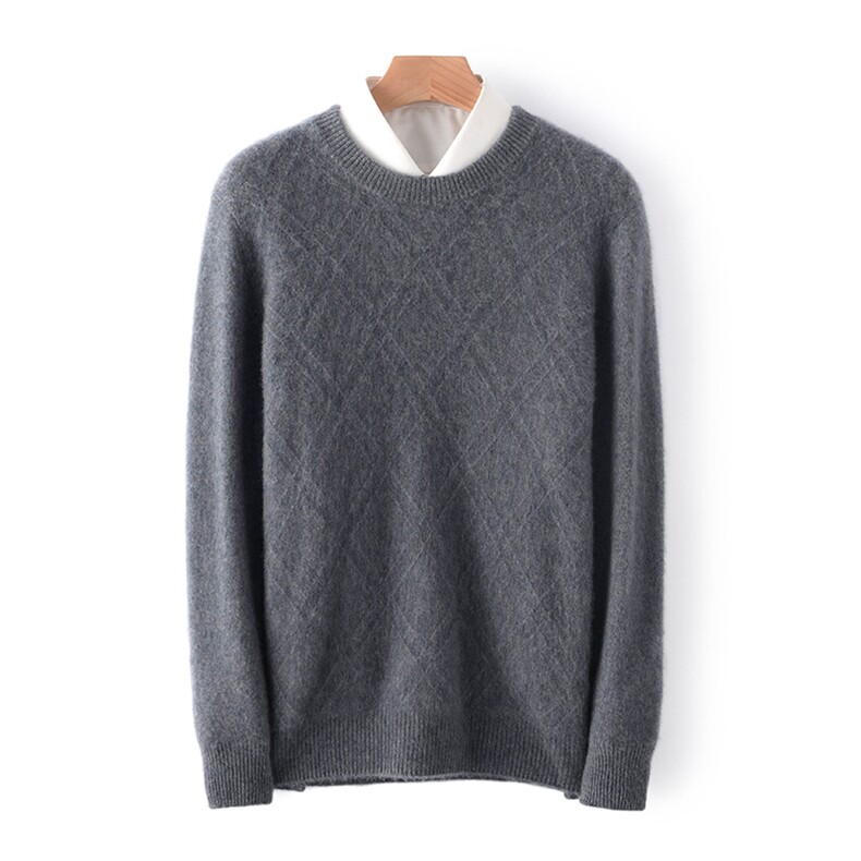 羊毛男士纯色圆领长袖毛衣修身针织衫男装上衣，男装羊毛衫，琳华羊绒