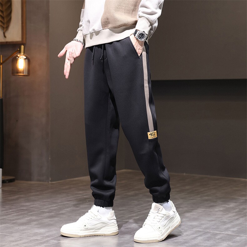 裤子男秋冬简约休闲裤加厚束脚卫裤宽松运动裤D5039-P50/加绒P60,男装休闲裤,星座509