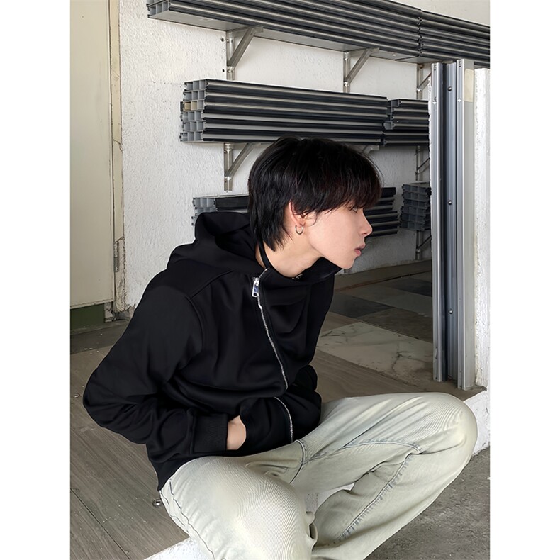 B221美式ins高街暗黑拉链宽松开衫卫衣连帽外套SY2314-P80控108,男装卫衣,电商B221