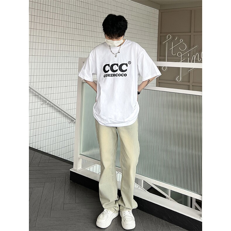 B221美式ins高街小众百搭纯色微喇牛仔裤LK22087-P55控78,男装牛仔裤,电商B221