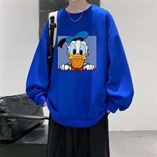 唐老鸭华夫格卫衣圆领卫衣男长袖t恤男外套HW76223-P30加绒款-P40，男装卫衣，电商A040