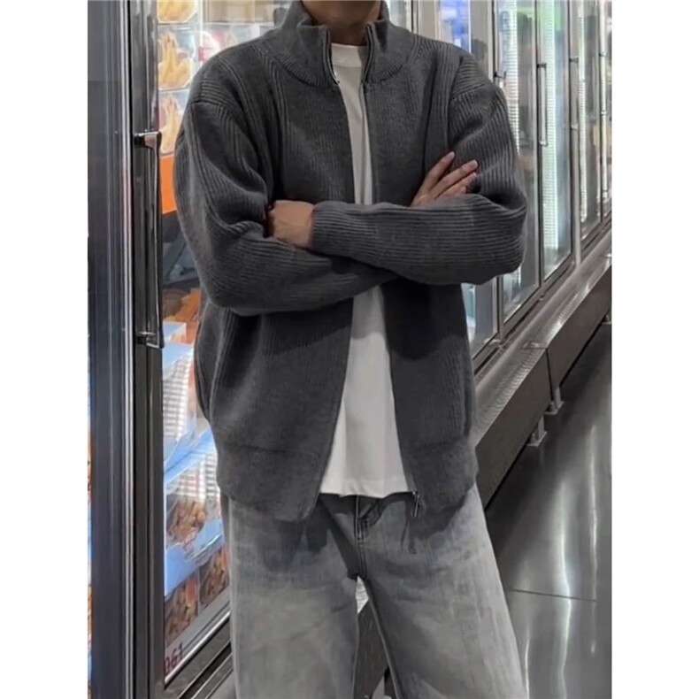 1506-1/GL1060/P59高级感慵懒风立领针织衫情侣外套图片