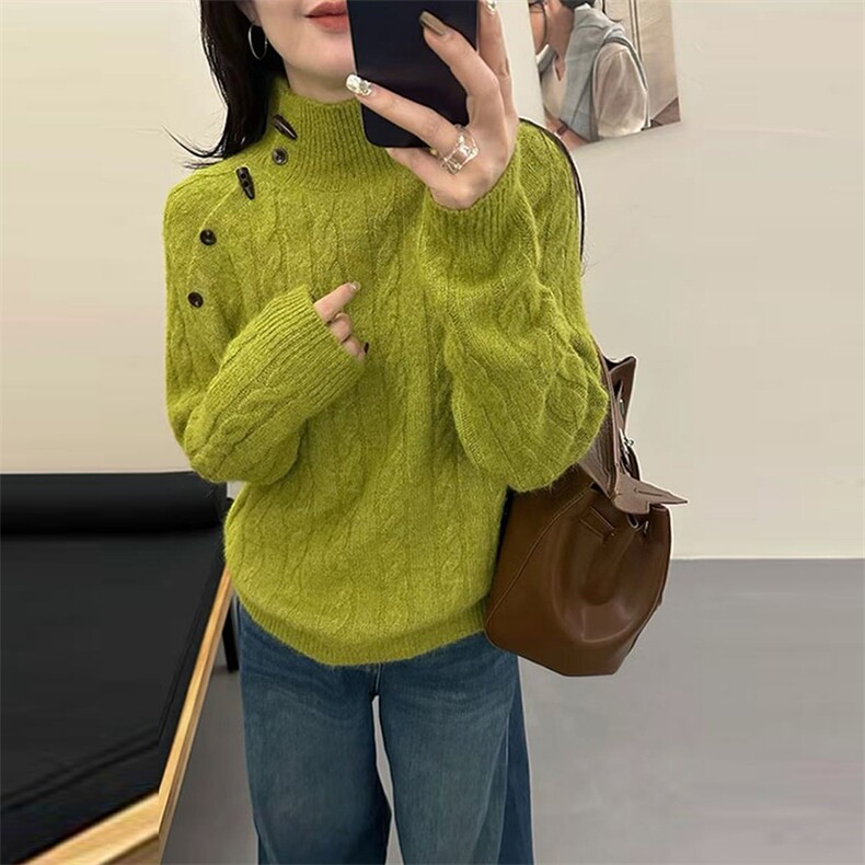 毛衣女冬季加厚外穿内搭套头圆领短款小个子时尚针织衫打底衫上衣,针织衫/毛衣,暖姿羊绒