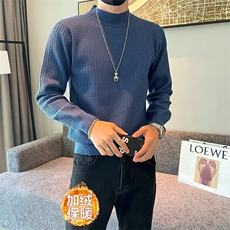 圆领毛衣男秋冬季修身软糯纯色加绒上衣服保暖打底男士针织衫M803，男装针织衫/毛衣，星座1116A-2（原606A-1）