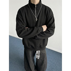 抖音得物二开26春装美式全棉可翻领立领卫衣半拉链外套CM11，女装短外套，电商A486