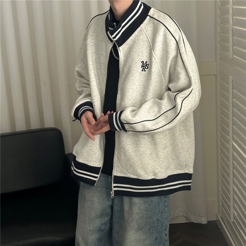 2026春现货立领卫衣外套男士宽松休闲绣花上衣A351-AW2529-P95,女装短外套,电商A351