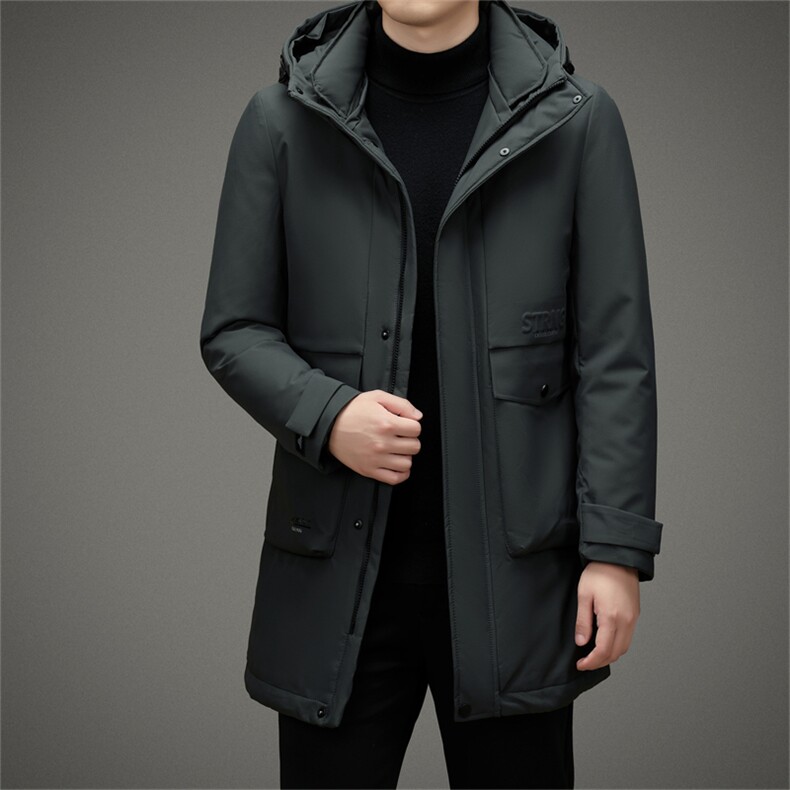 中长款连帽白鸭绒羽绒服男冬季2023年新款加厚保暖中年男装外套,男装羽绒服,电商B212（原钱塘6029）