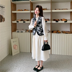 现货新款刺绣马甲连衣裙两件套26157P175K268，女装套装/套裙，2D035