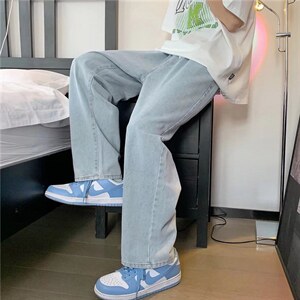 水洗男牛仔裤夏季新款青春流行潮流印花潮宽松直筒长裤 K3310-P34图片