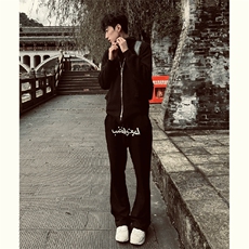 美式高街潮牌男女运动休闲裤直筒宽松慵懒显瘦印花休闲卫裤子，男装休闲裤，电商A486