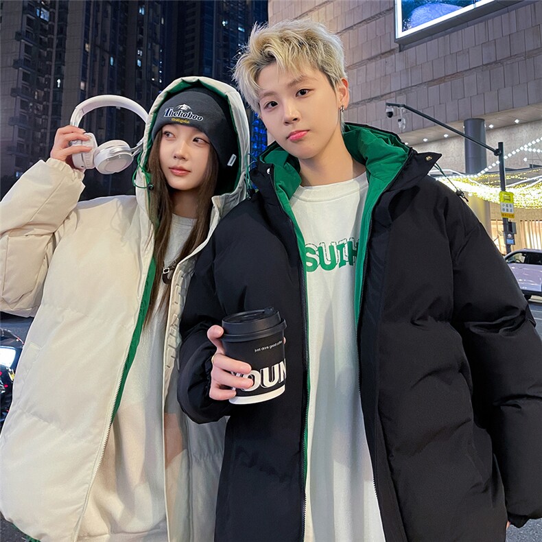 特批港风夜景情侣时尚宽松连帽棉衣MY2271P75控118,男装棉衣,电商A247