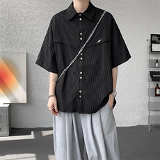 CS1140特-特批40控78肌理纹oversize宽松情侣短袖短袖大码衬衫，男装T恤，电商A059