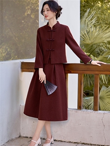 3129时尚复古新中式盘扣套裙图片