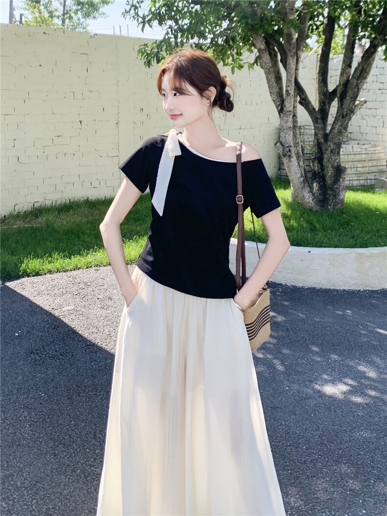 2026年夏季青春活力风拼接休闲/淑女两件套撞色,女装套装/套裙,秀美人生