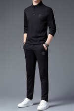春秋季2023新款男士翻领卫衣休闲套装男中年长袖套头外套两件套，男装休闲套装，电商B212（原钱塘6029）