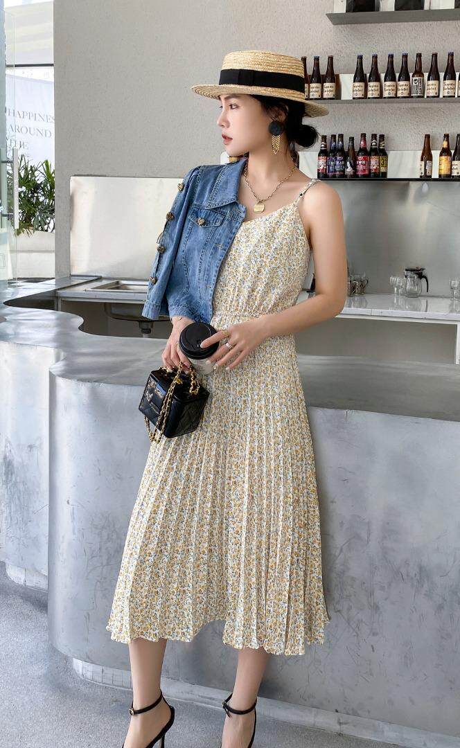 夏季新品牛仔碎花两件套套裙，其它，迈裳亿