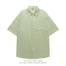 2021年夏季新款条纹衬衫男白底平铺宽松衬衫DS-C407-CS306-P35，男装衬衫，电商C323-1