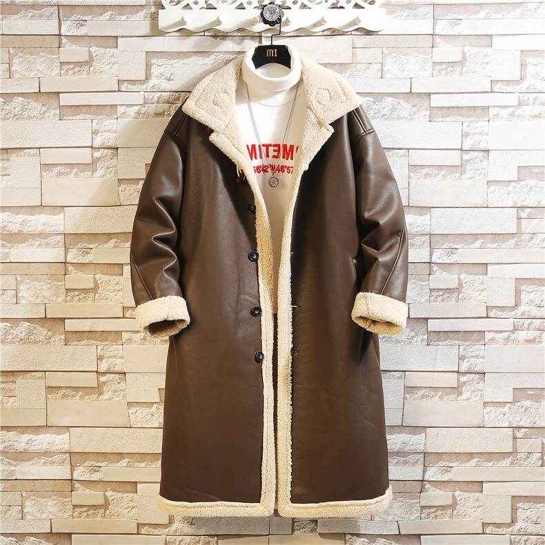 2024冬季保暖外套皮毛一体加厚长款翻领风衣8908p325，男装风衣，电商A203-1