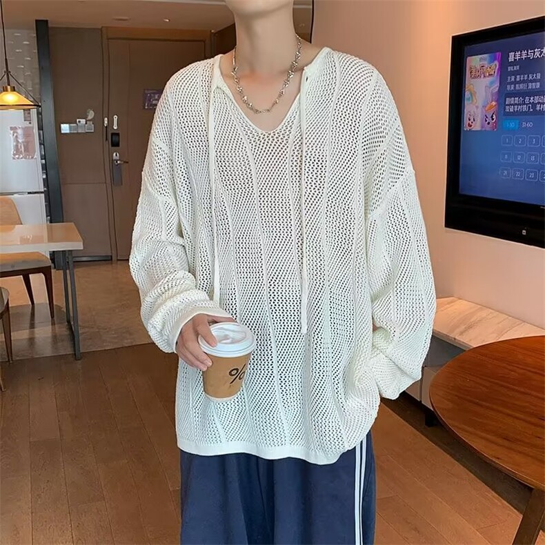 复古小众慵懒风宽松镂空针织衫长袖百搭上衣男B6019P42,男装针织衫/毛衣,星座1116-2