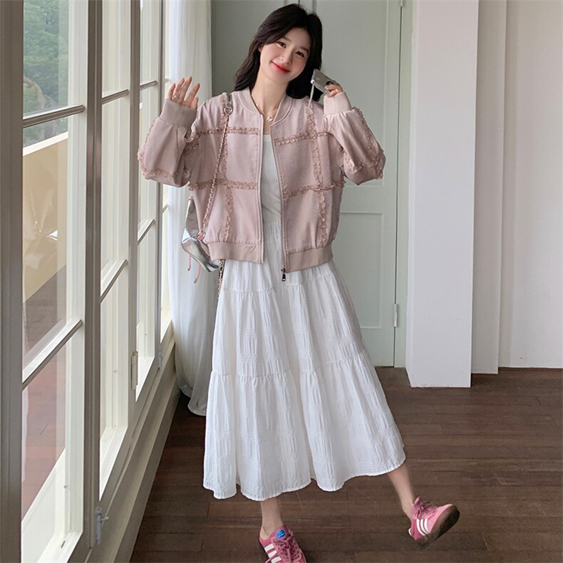 小香风设计感休闲外套女2025春季新款时尚百搭洋粉色上衣,女装短外套,幸运星