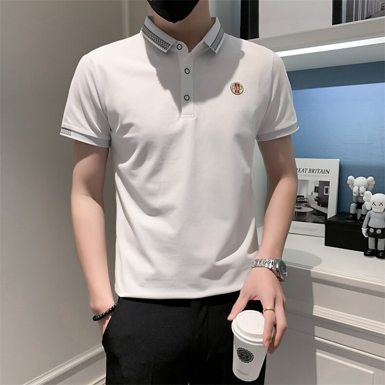 现货3038-P40夏季新款衫男短袖休闲半袖翻领T恤男装修身商务,男装T恤,电商D310B-1