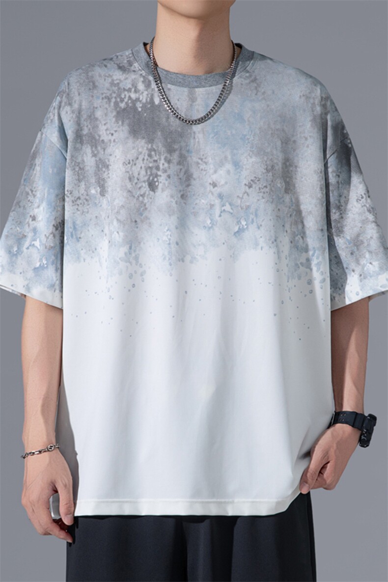 2025夏季新款港风无影墙大码冰丝速干短袖M-5XHT25535-特P30,男装T恤,电商A022