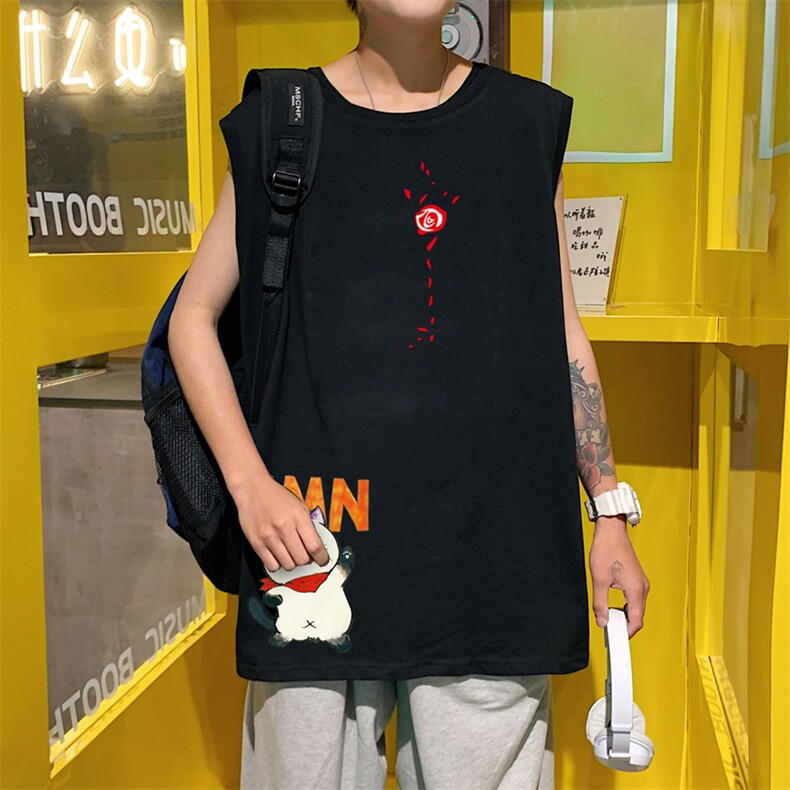 ！港风2023夏季无袖背心男加肥加大码宽松短袖T恤男BX275-P20,男装背心/马甲,电商B371