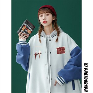 中性风 2026秋季新款港风ins潮情侣潮牌印花棒球服夹克G97p65控88图片