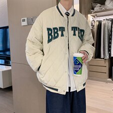 菱形格绒面学生棒球服学生衣冬季外套韩版宽松服W2076-P70，男装棉衣，星座512-4