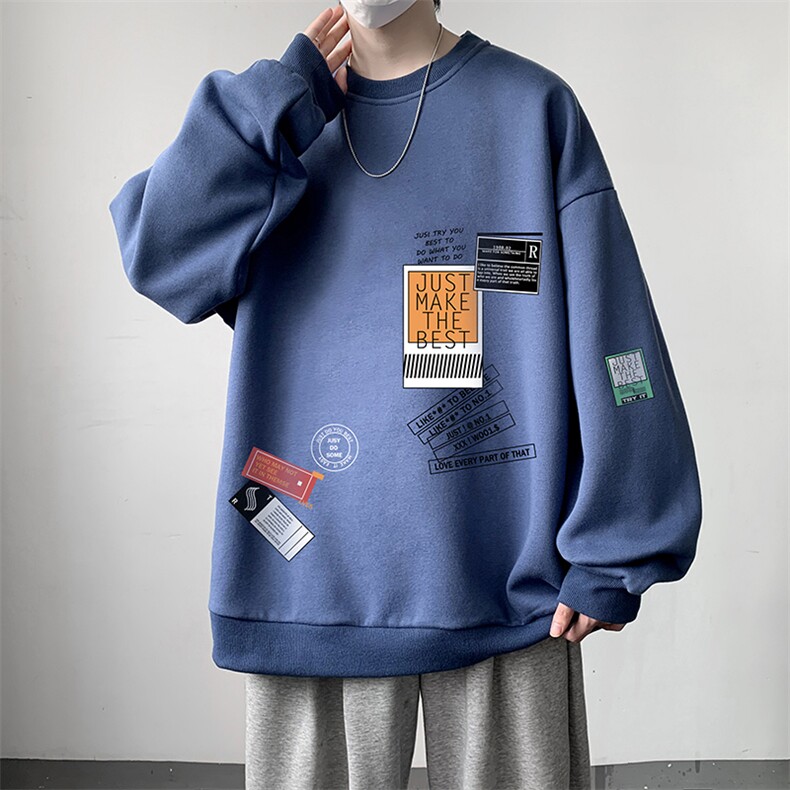 圆领卫衣男大码加厚加绒长袖t恤男S6121-P28加绒款-P33,男装卫衣,电商A040