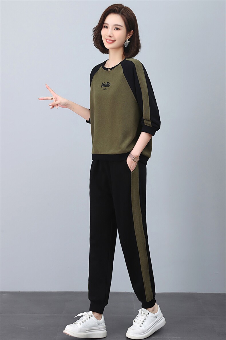 妈妈装卫衣运动套装女2024新款秋季一整套小个子穿搭中年女两件套,女装套装/套裙,涵誉