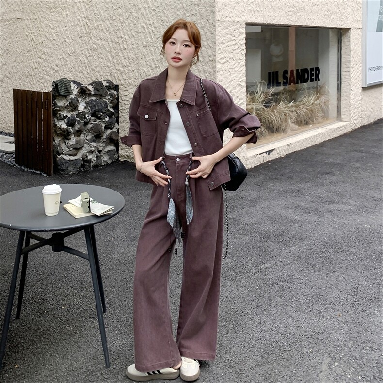 25秋【新品】韩系工装休闲水洗牛仔套装5517-P205-K299,女装套装/套裙,2C305