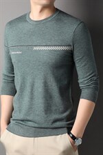 中年男士时尚圆领针织衫长袖毛衣秋季薄款宽松免烫纯色上衣男装，男装针织衫/毛衣，电商B212（原钱塘6029）