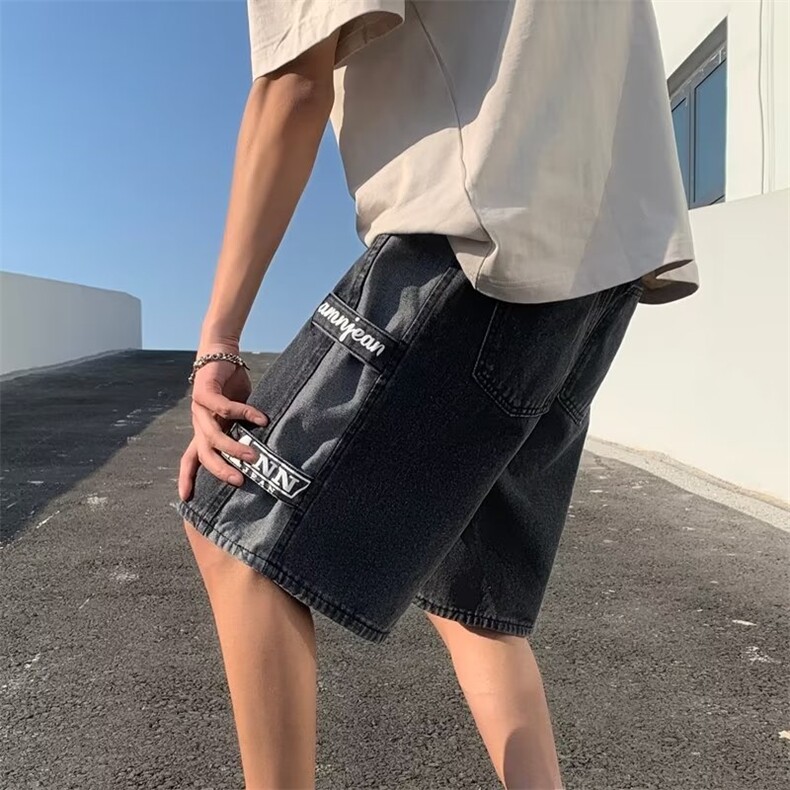 牛仔短裤男女夏季宽松直筒五分休闲裤美式潮牌炸街中裤KD252-P38,男装牛仔裤,星座1008-1