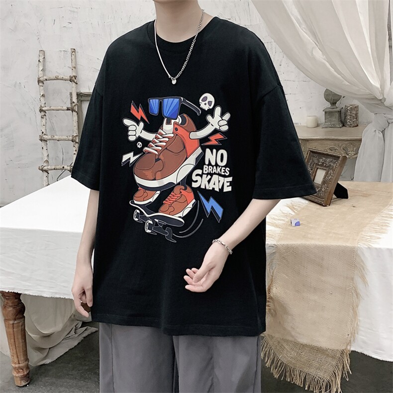 潮牌ins设计款嘻哈印花短袖T恤大码宽松男潮517A-1-T911-P28控38,男装T恤,星座517A-1