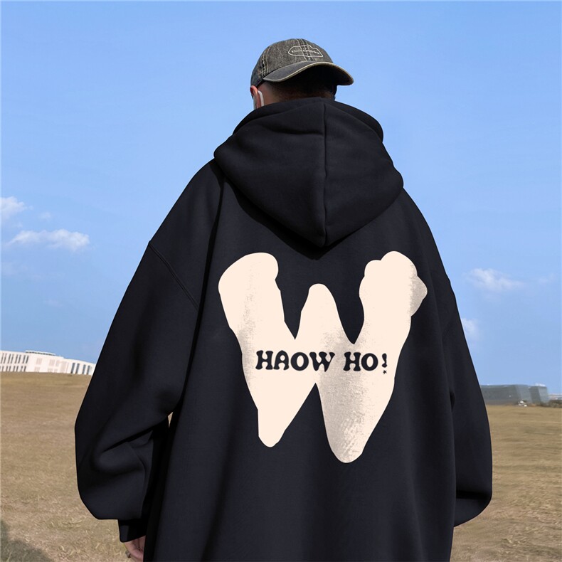 ！ 秋季重磅宽松大码港风W印花连帽卫衣LW105-特p35图片