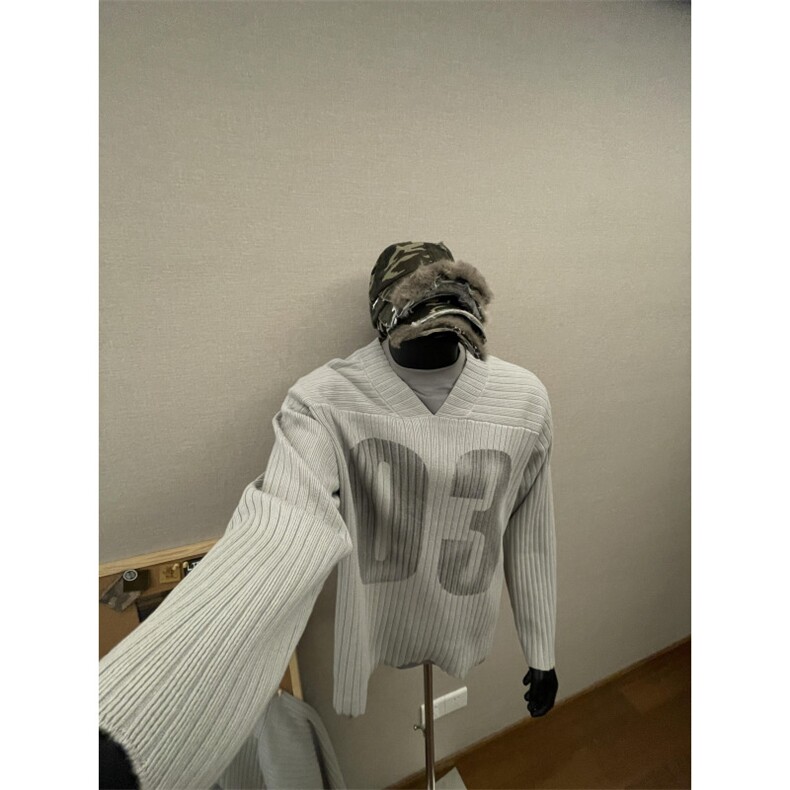 25M10-P60秋冬美式潮流男女套头针织衫V领毛衣休闲百搭打底衫,男装针织衫/毛衣,电商B327